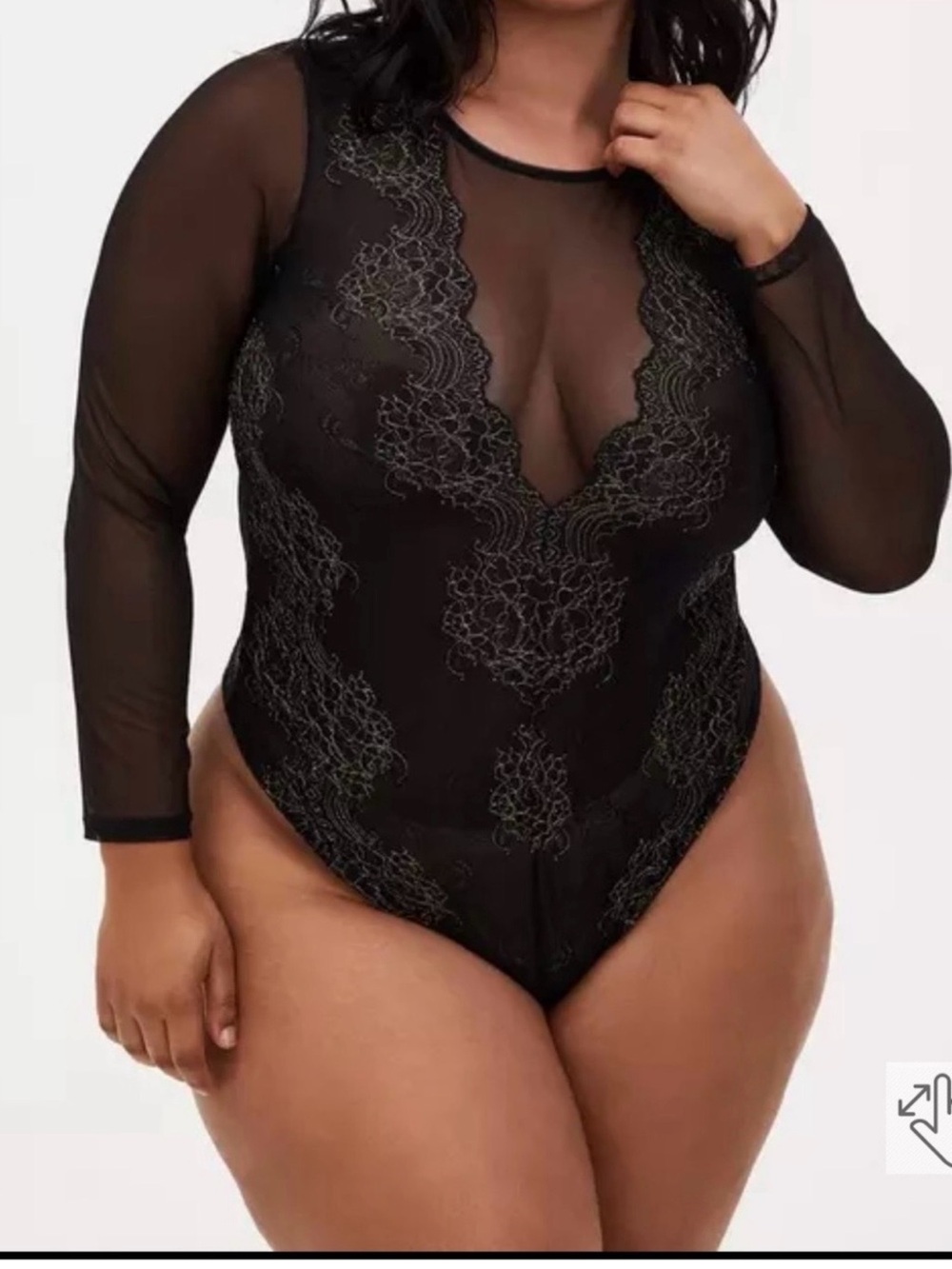 Torrid Black Mesh & Lace Thong Bodysuit - size 2 (18/20)